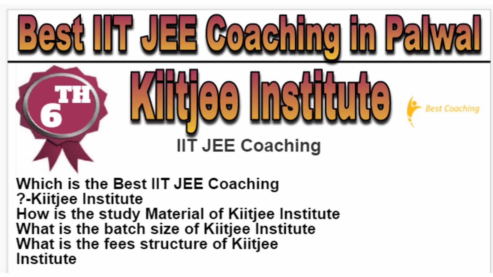 Rank 6 IIT JEE Coaching Institute in Palwal