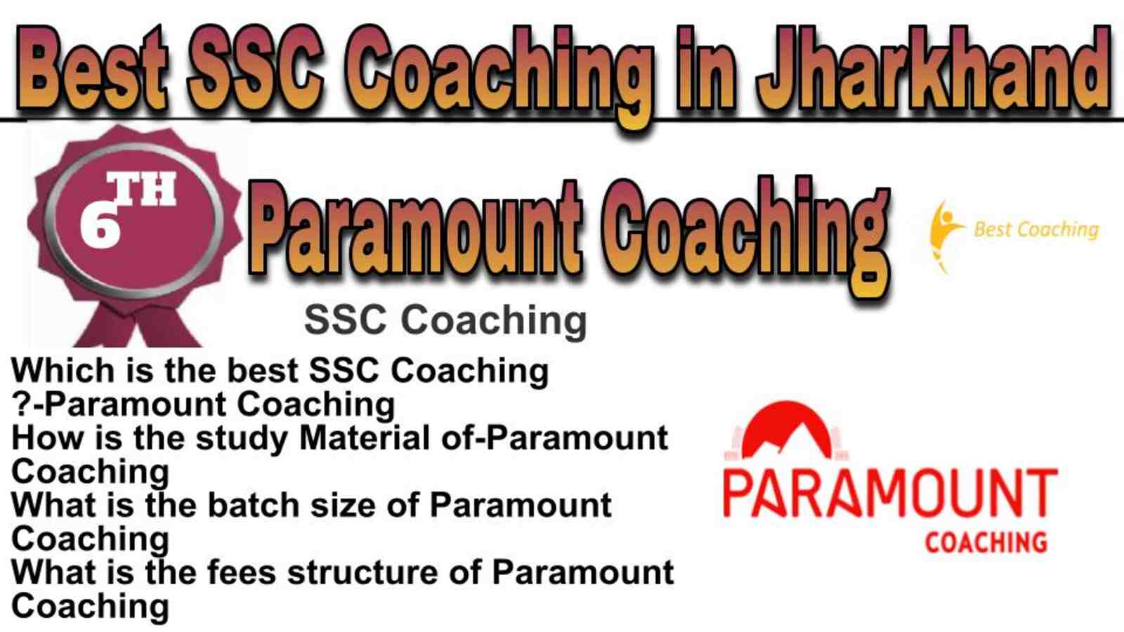 Rank 6 best SSC coaching in Jharkhand