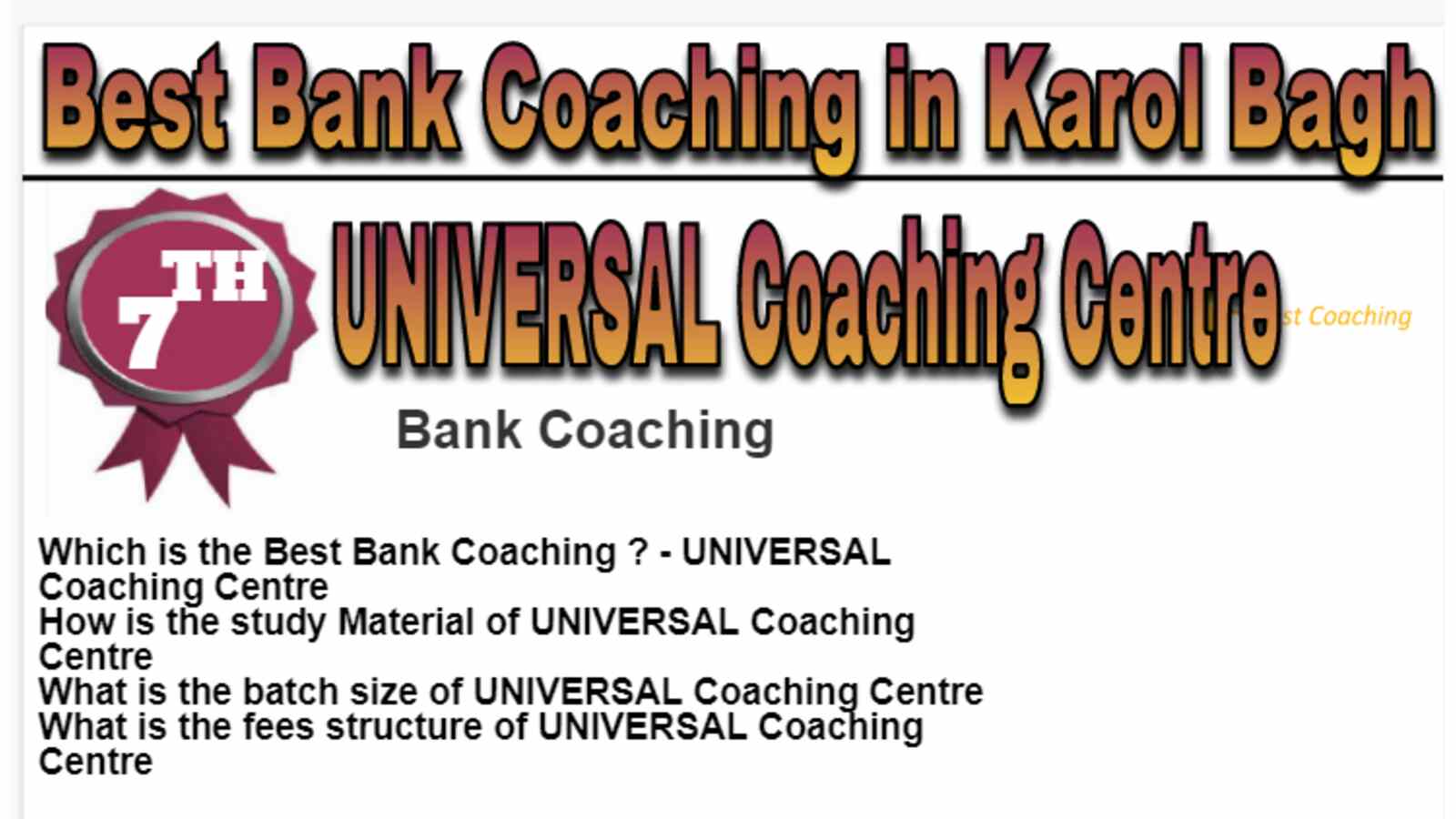 Rank 7 Best Bank Coaching in karol Bagh