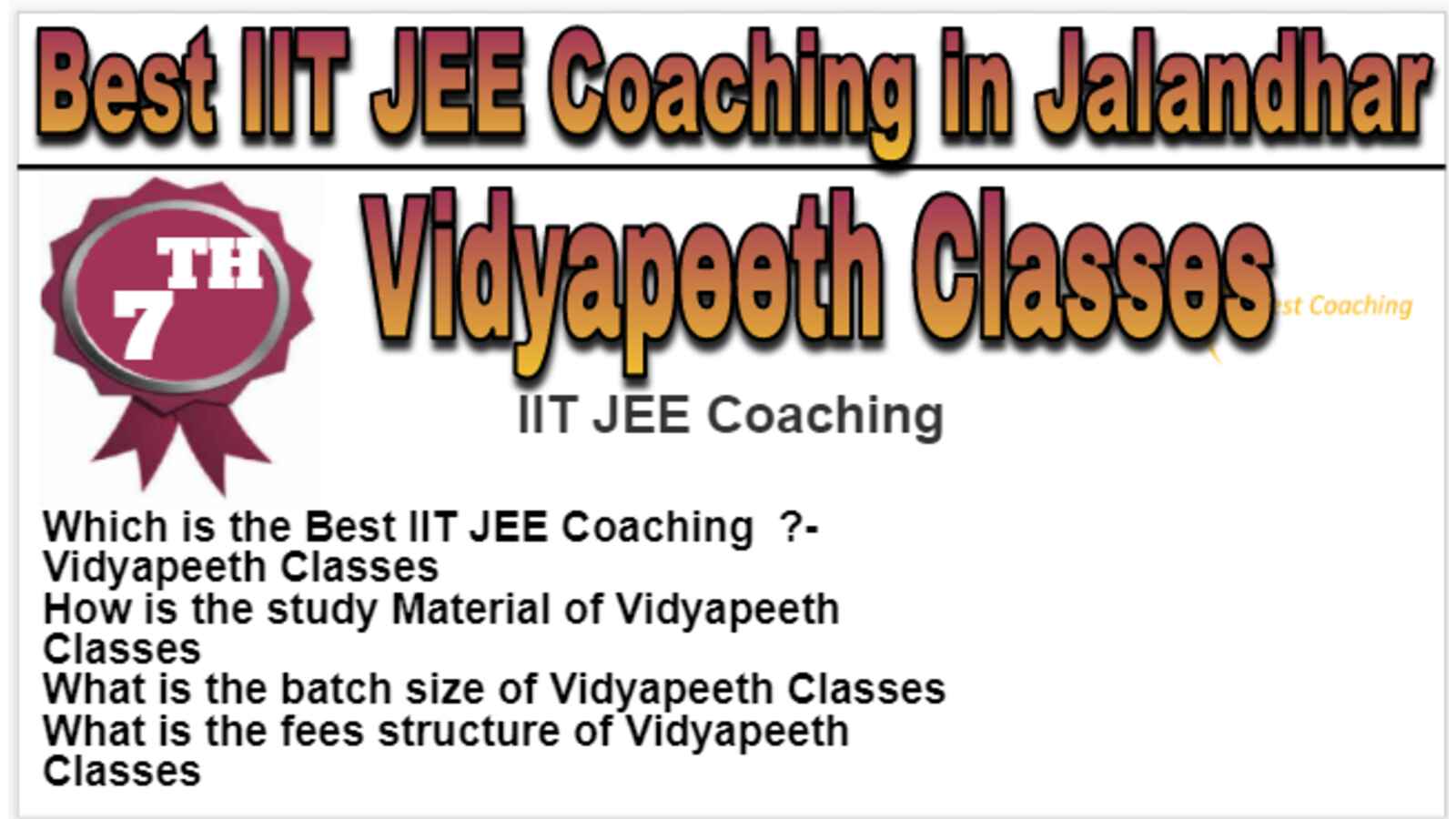 Rank 7 Best IIT JEE Coaching in Jalandhar