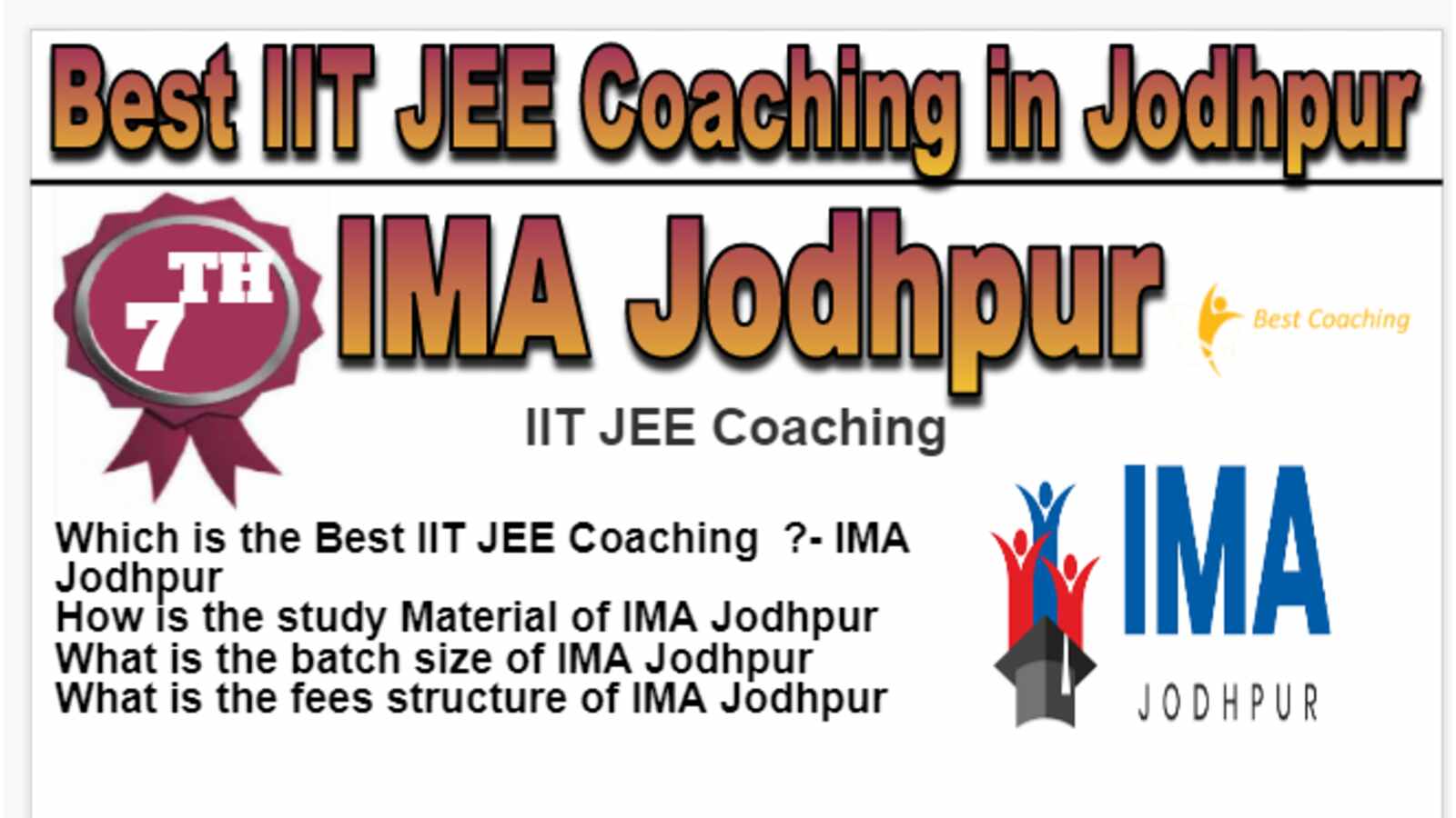 Rank 7 Best IIT JEE Coaching in Jodhpur