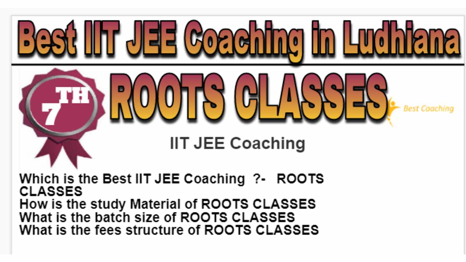 Rank 7 Best IIT JEE Coaching in Ludhiana