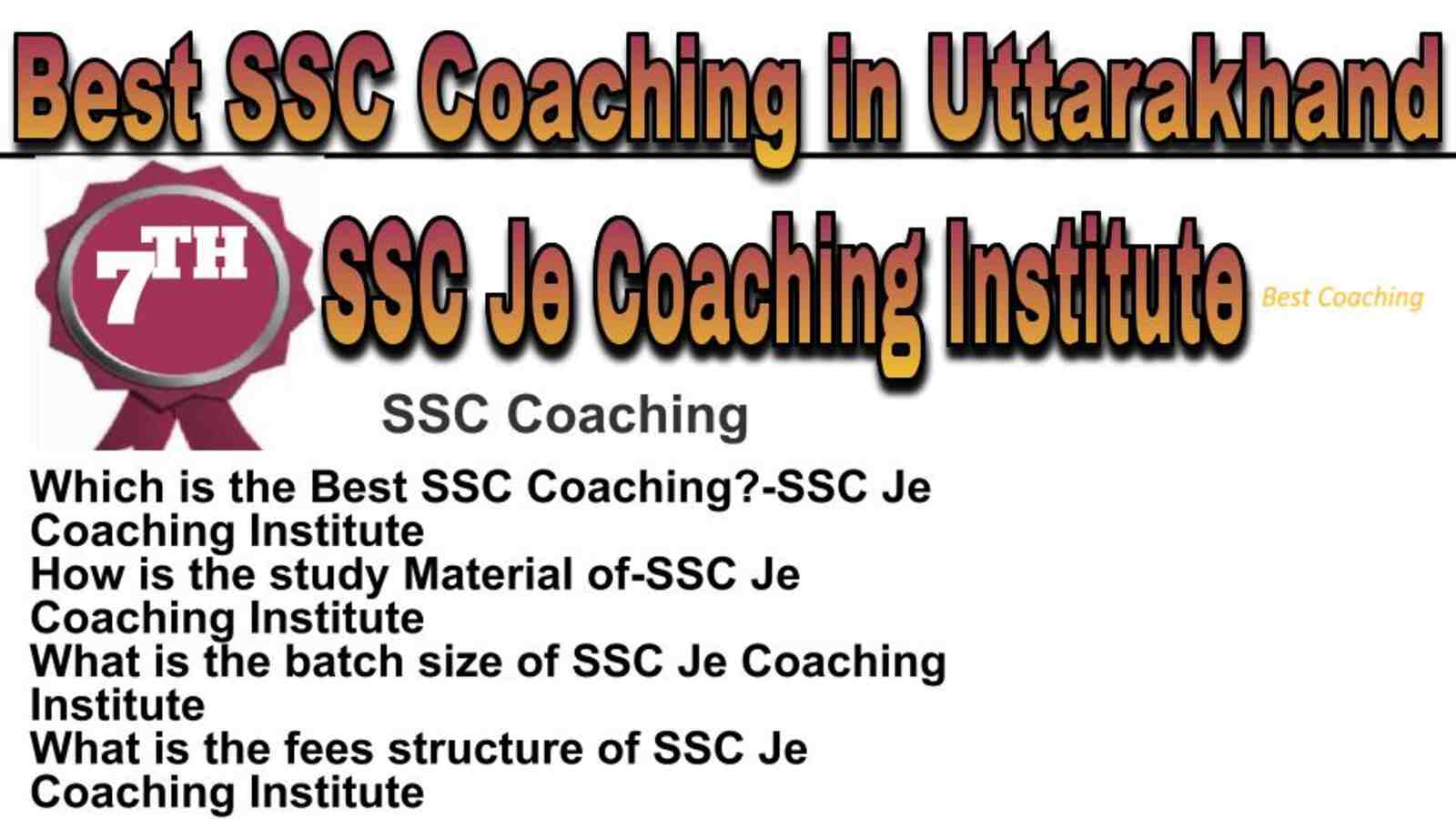 Rank 7 best SSC coaching in Uttarakhand