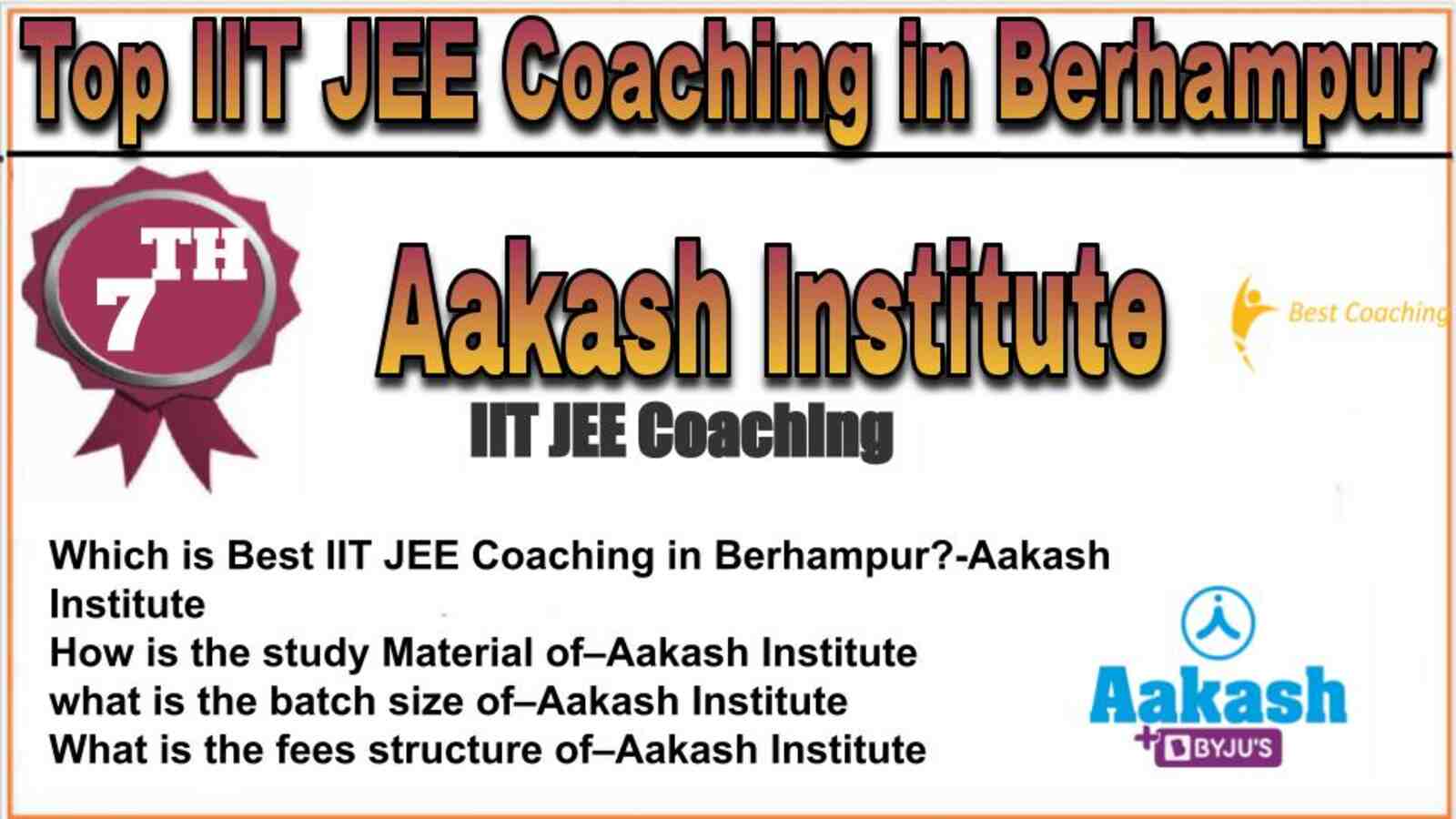 Rank 7 top IIT JEE coaching in Berhampur