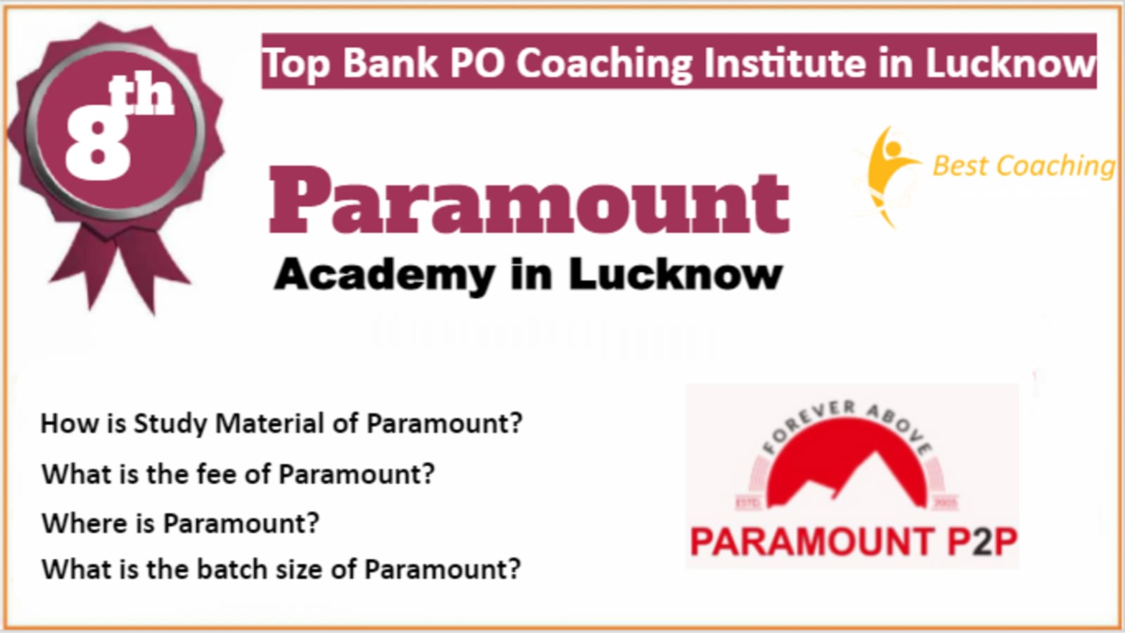 Rank 8 Best Bank PO Coaching in Lucknow