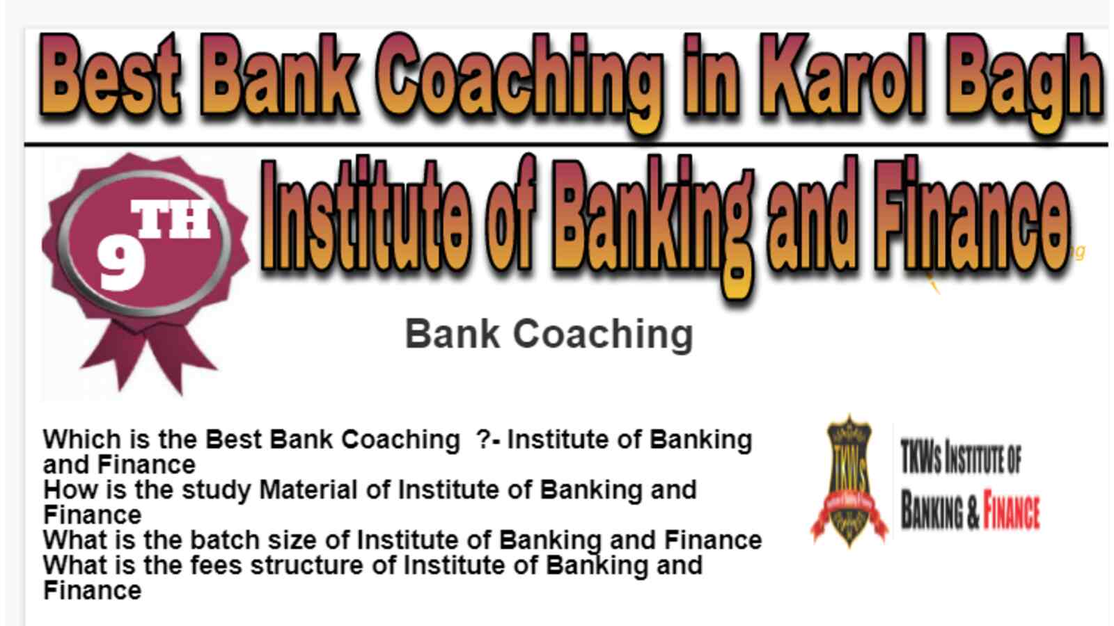 Rank 9 Best Bank Coaching in karol Bagh