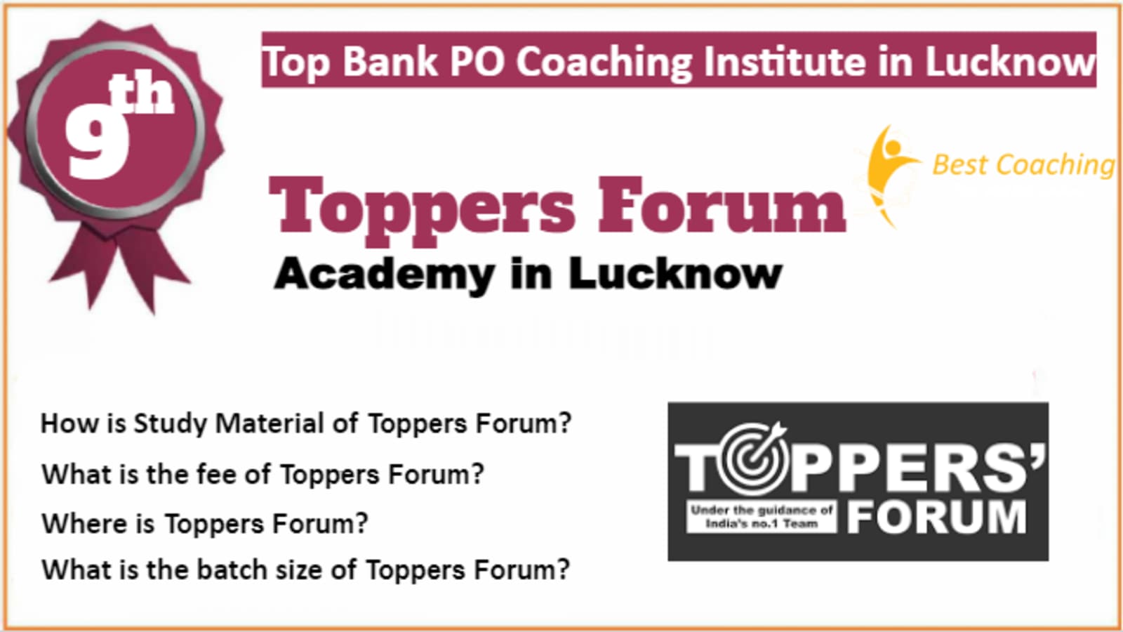 Rank 9 Best Bank PO Coaching in Lucknow