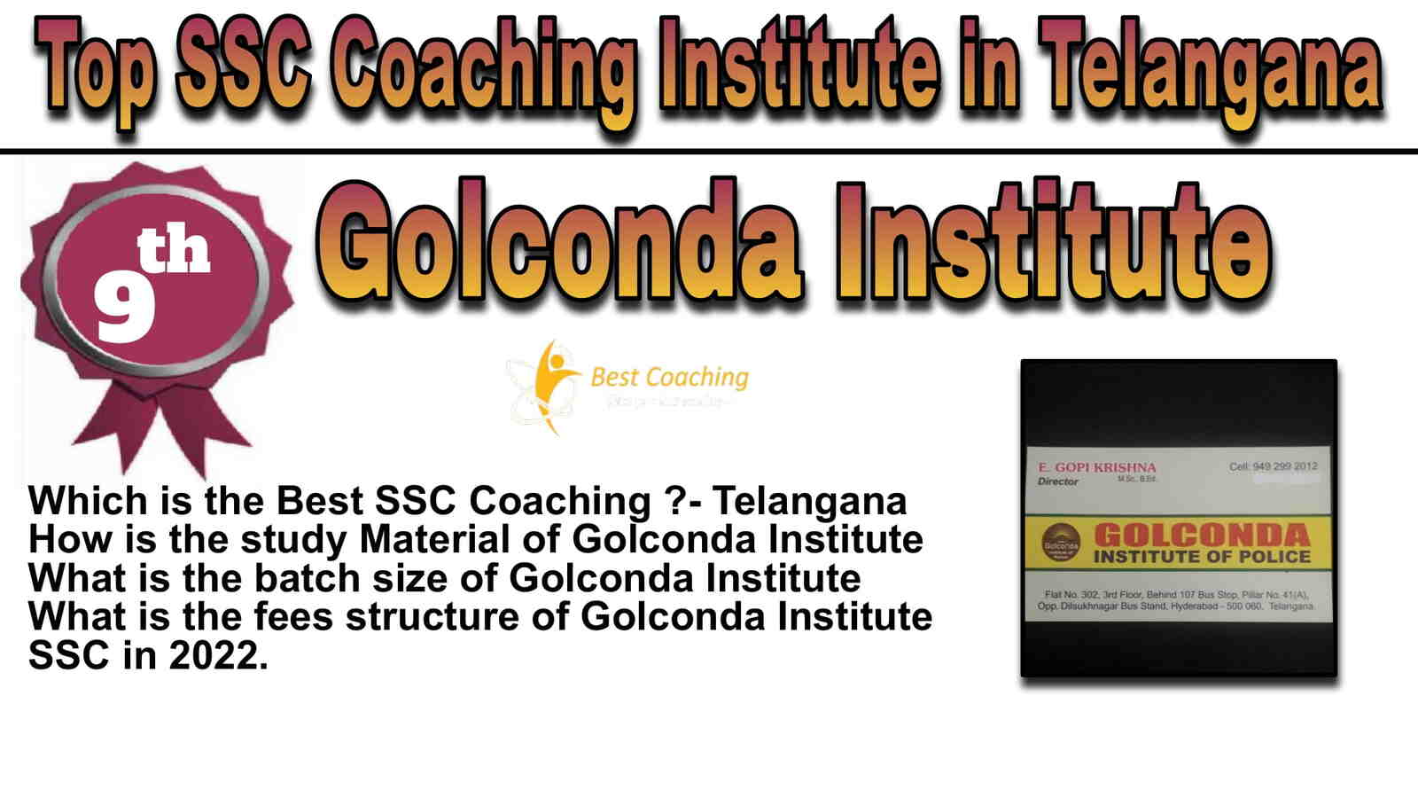 Rank 9 Best SSC Coaching in Telangana