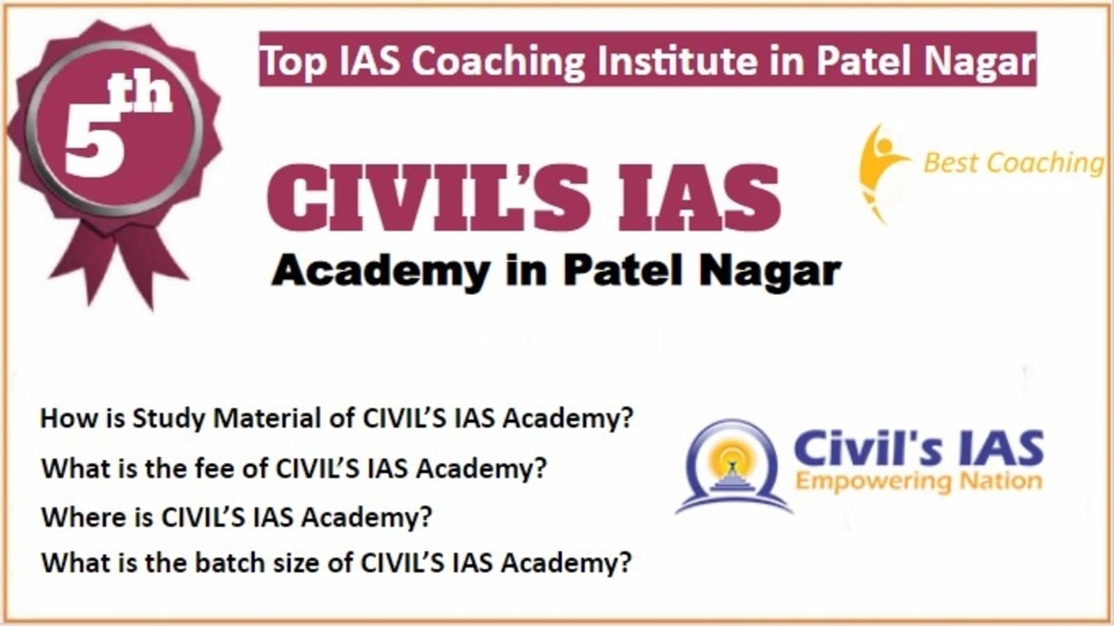 Rank 5 Best IAS Coaching in Patel Nagar