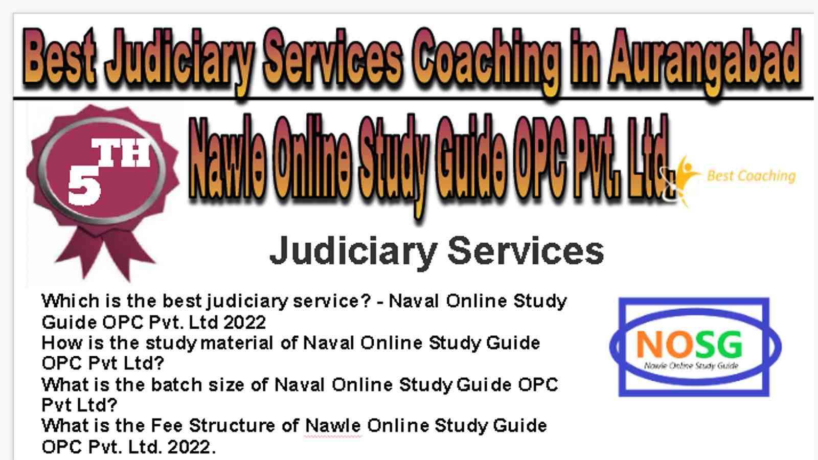 Rank 5 Best Judiciary Services Coaching in Aurangabad