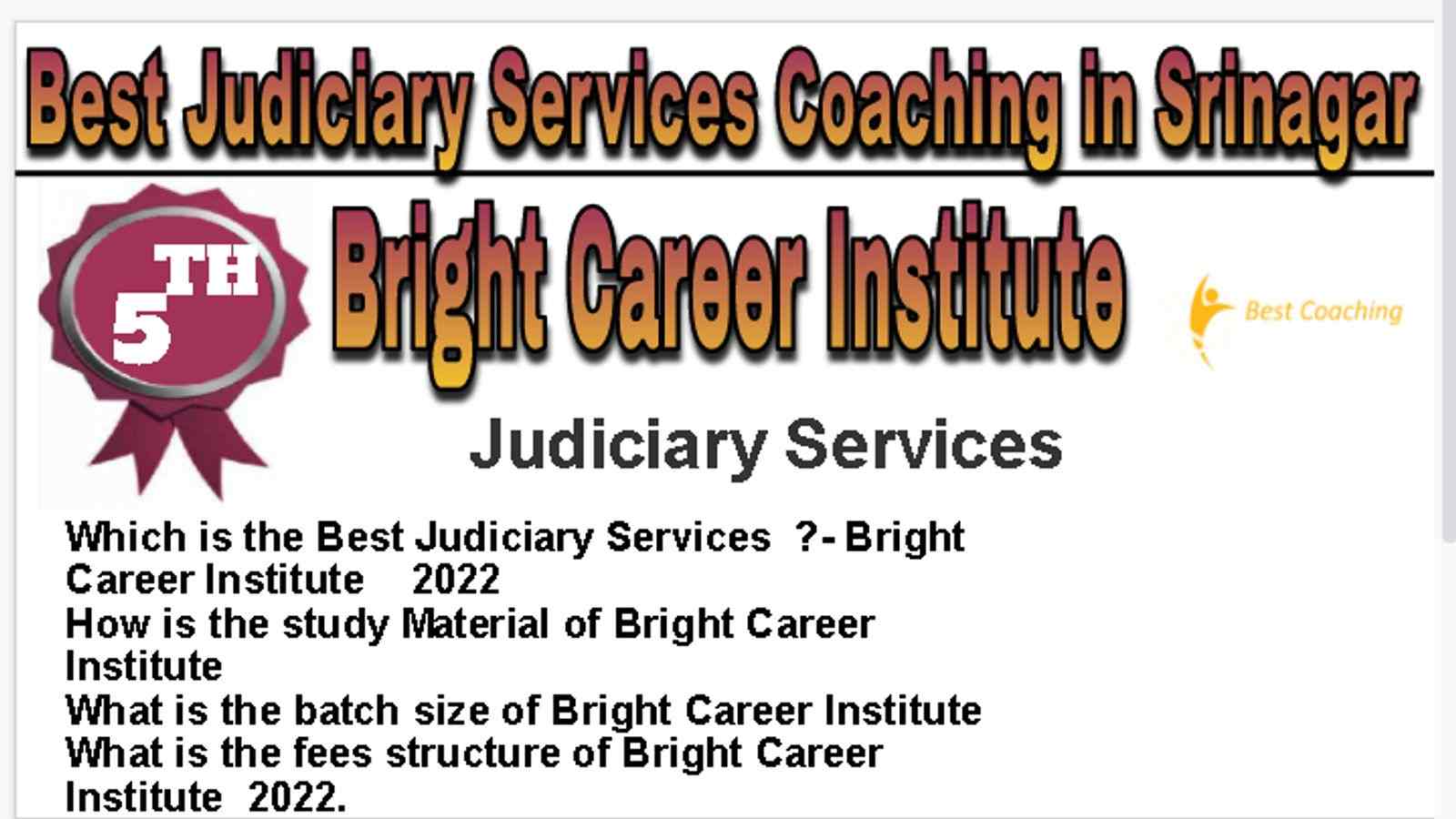 Rank 5 Best Judiciary Services Coaching in Srinagar