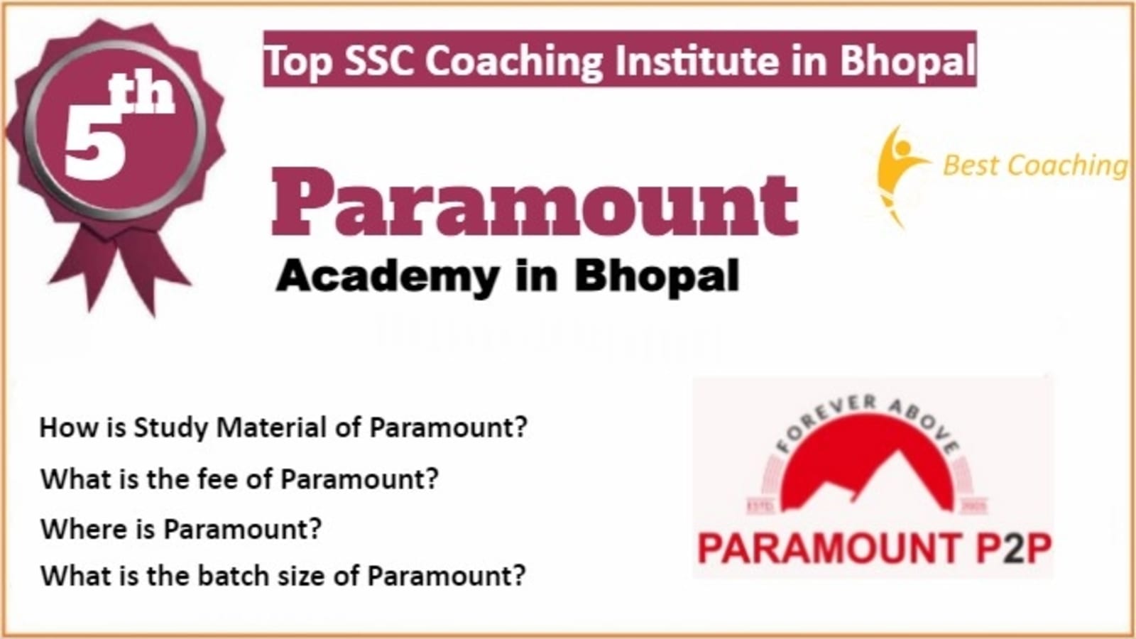 Rank 5 Best SSC Coaching in Bhopal