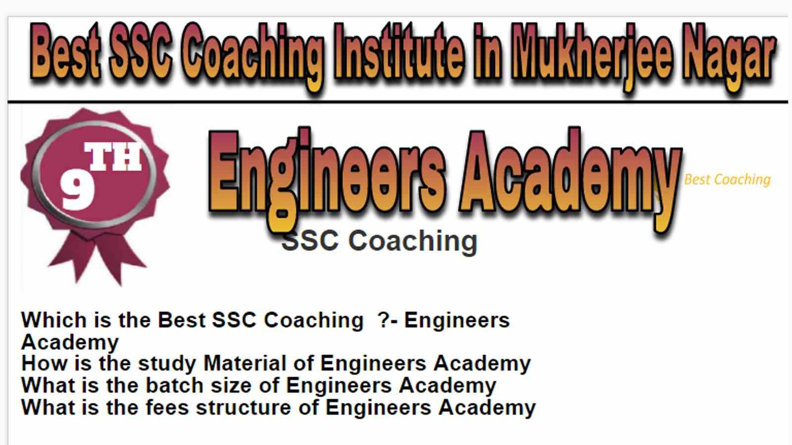 Rank 9 Best SSC Coaching Institute in Mukherjee Nagar
