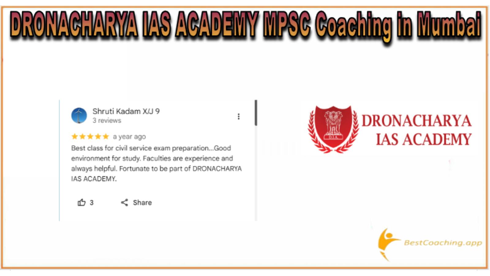 Dronacharya IAS Academy Mumbai Coaching Reviews