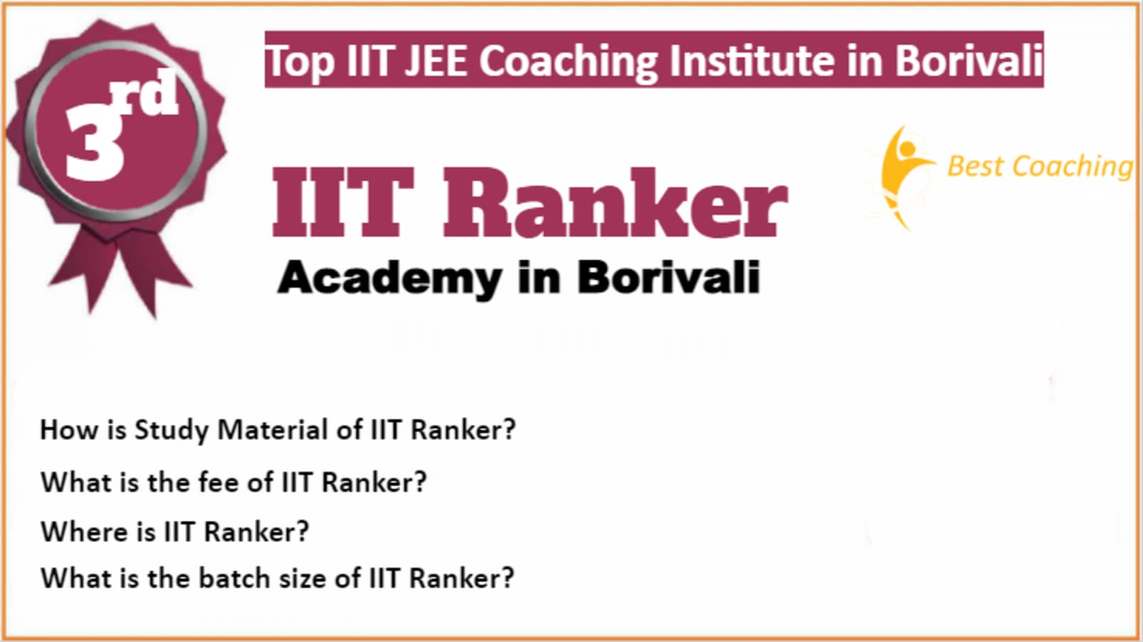 Rank 3 Top IIT JEE Coaching in Borivali