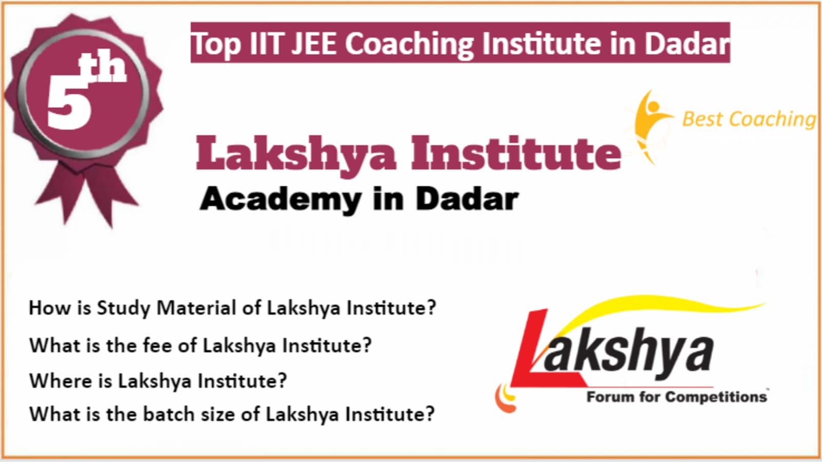Rank 5 Best IIT JEE Coaching in Dadar