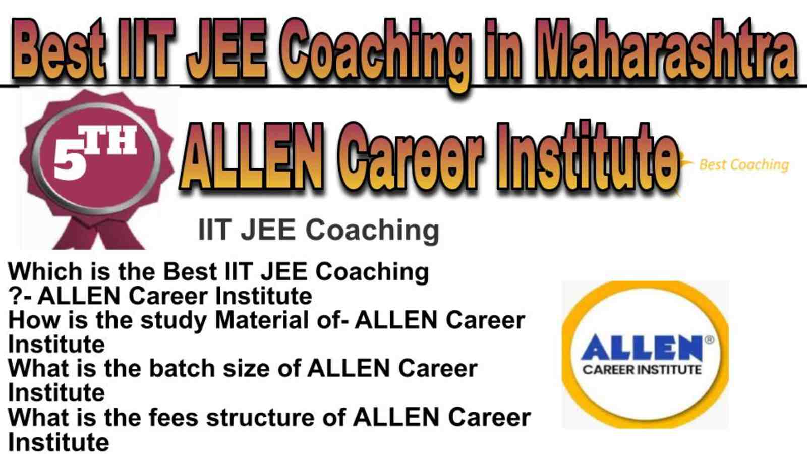 Rank 5 best IIT JEE coaching in Maharashtra