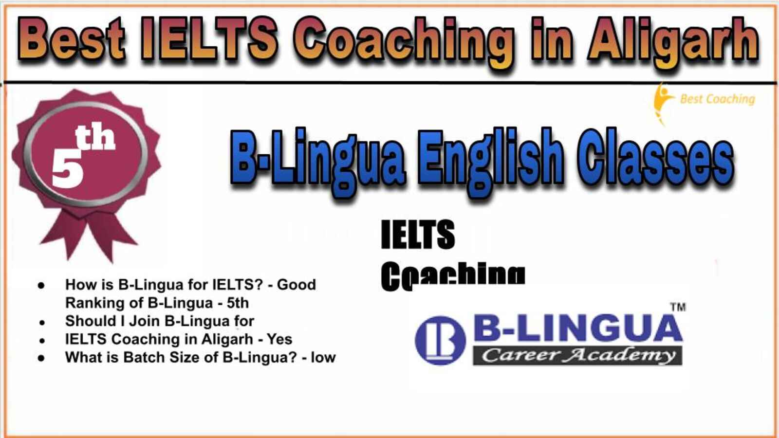Rank 5. B-Lingua English Classes Best IELTS Coaching in Aligarh Rank 5. B-Lingua English Classes Best IELTS Coaching in Aligarh