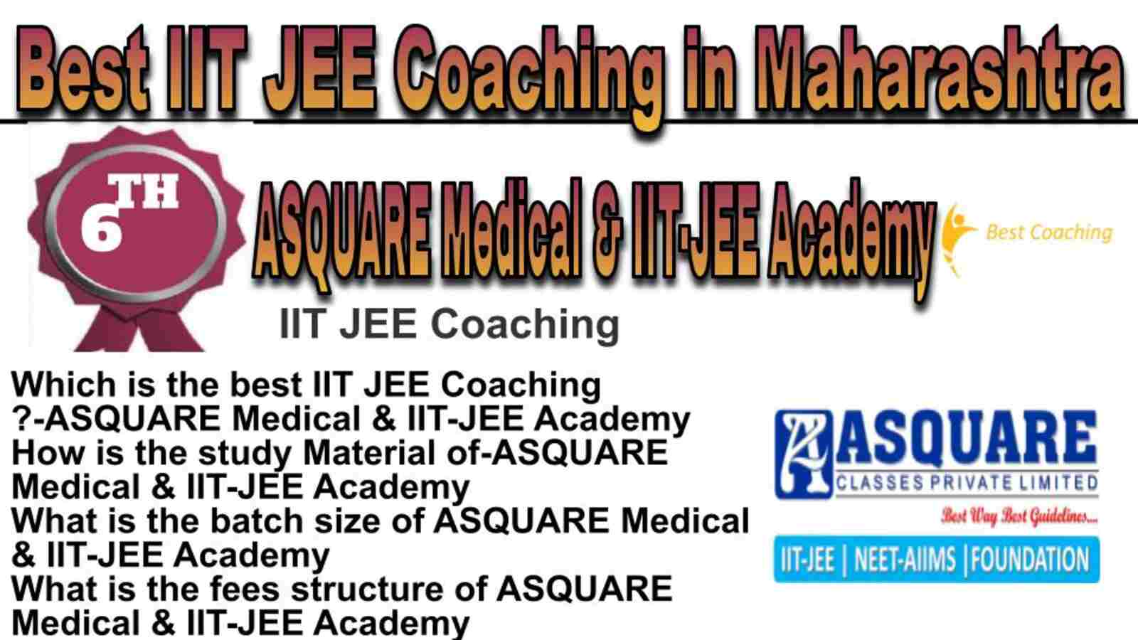 Rank 6 best IIT JEE coaching in Maharashtra