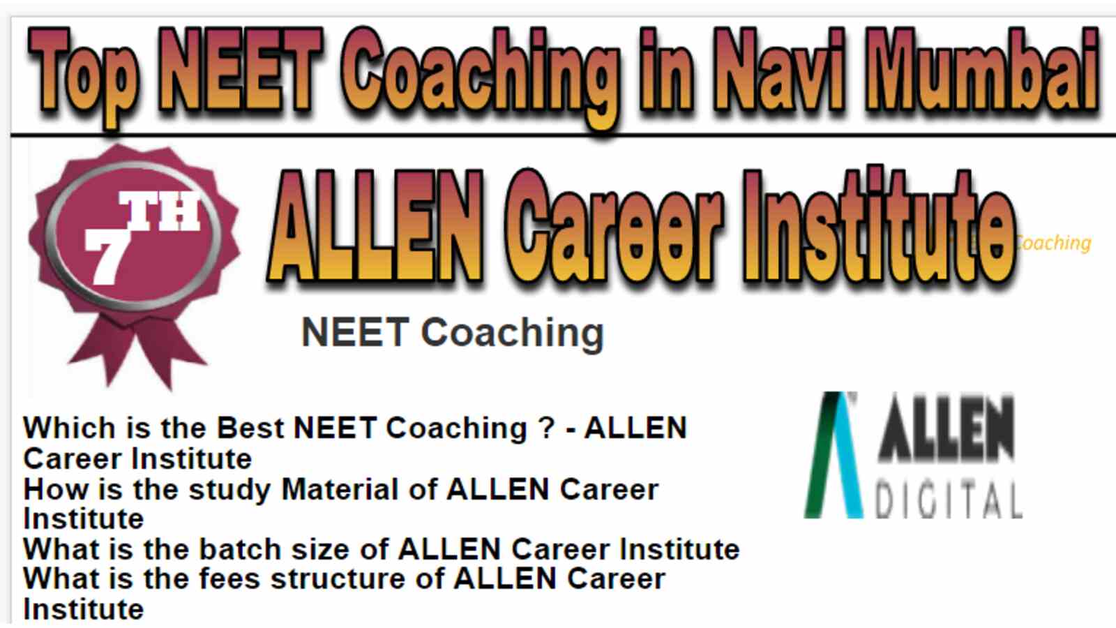 Rank 7 Top NEET Coaching in Navi Mumbai