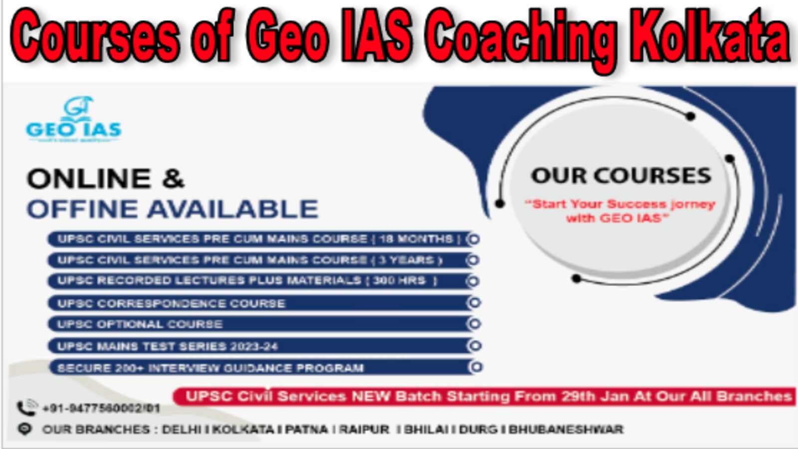 Courses of Geo IAS Coaching Kolkata