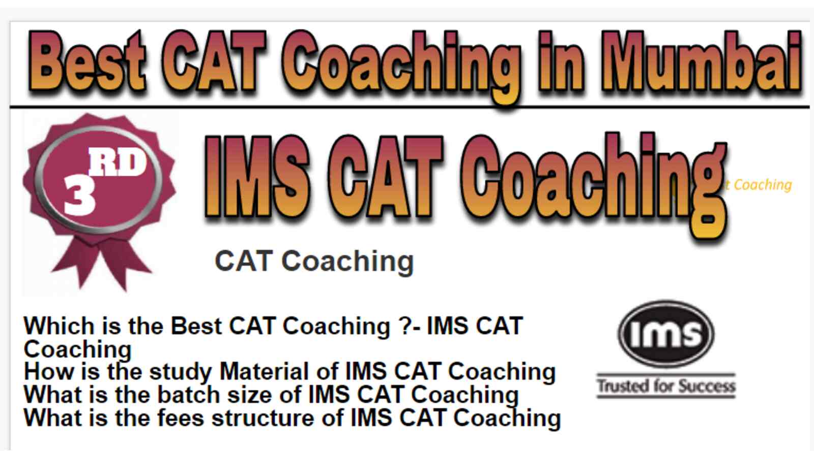 Rank 3 Best CAT Coaching in Mumbai