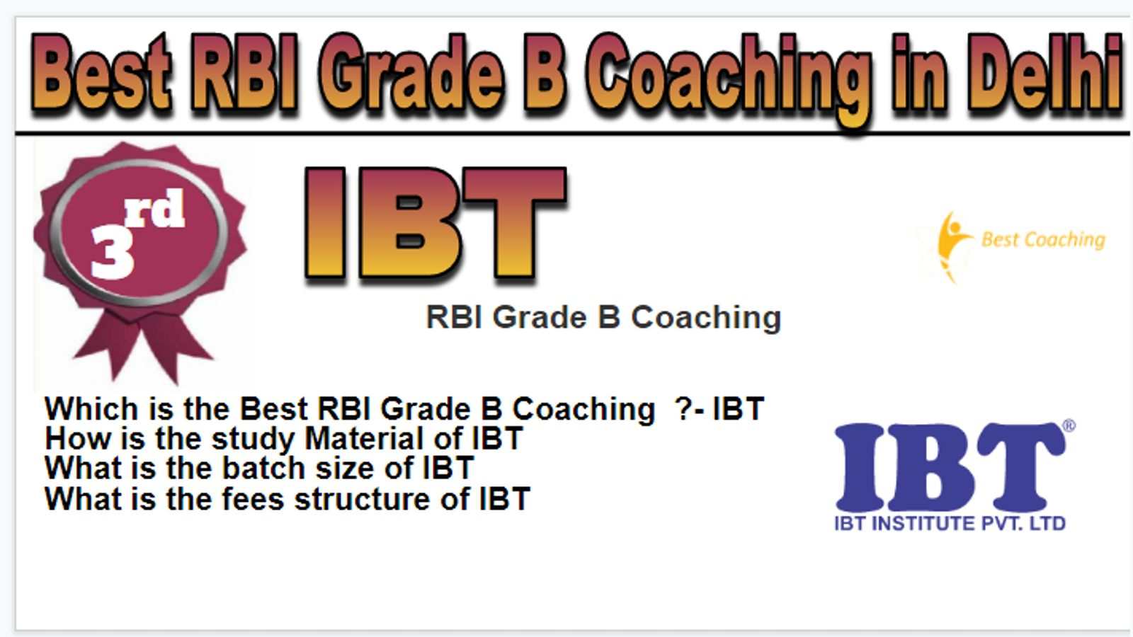 Rank 3 Best RBI Grade B Coaching in Delhi