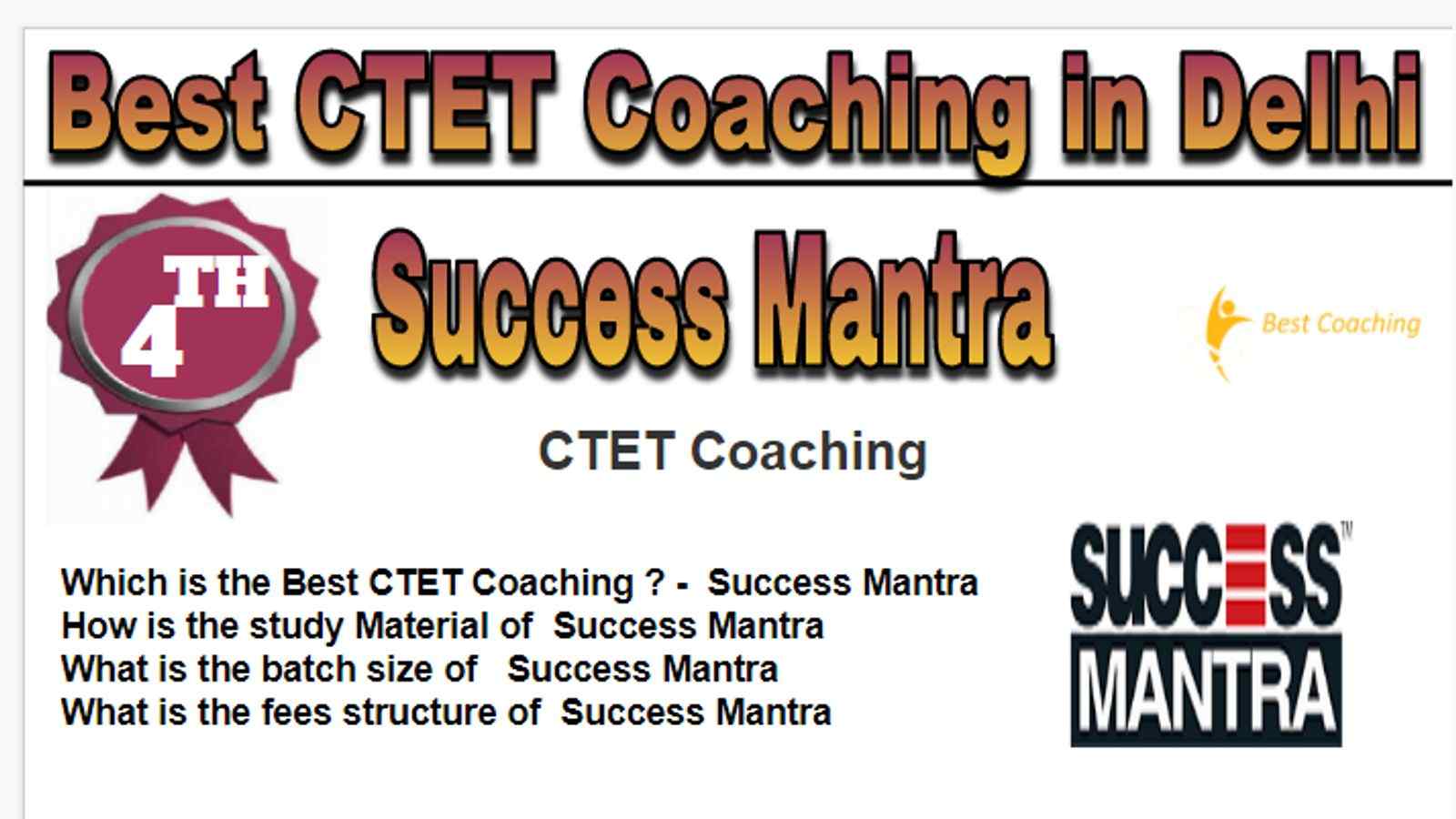Rank 4 Best CTET Coaching in Delhi