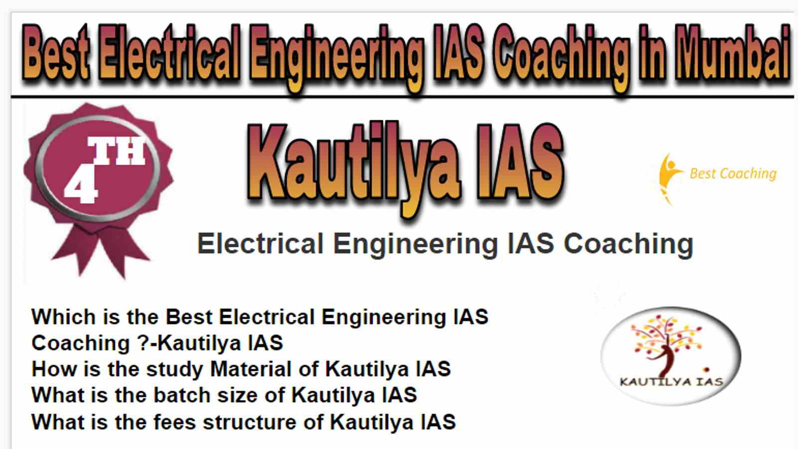 Rank 4 Top Electrical Engineering Optional IAS Coaching in Mumbai