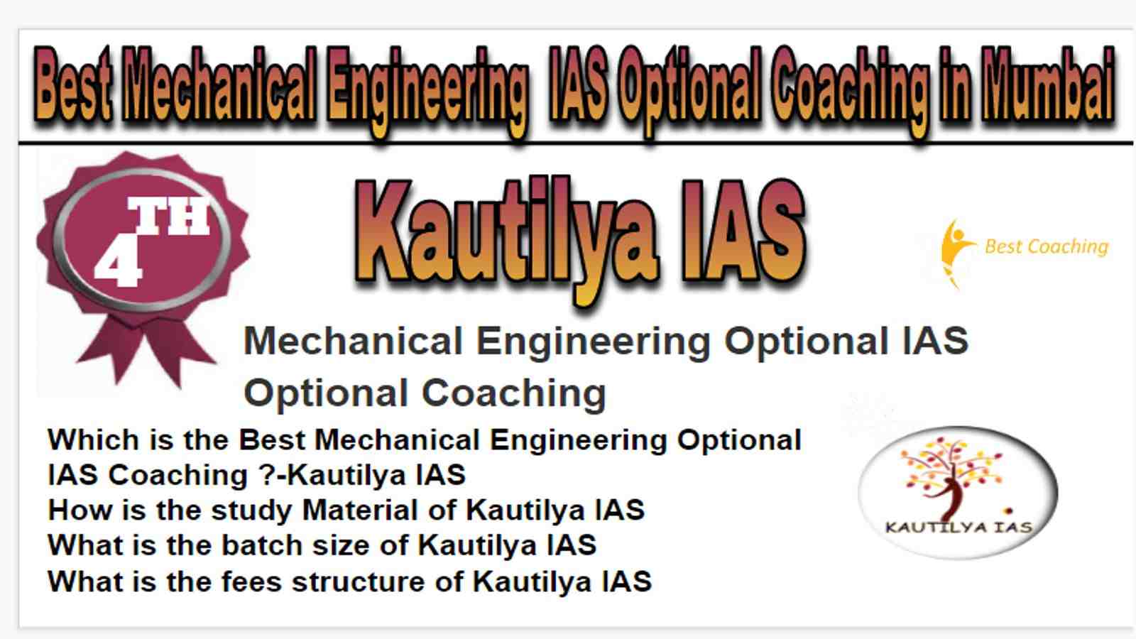Rank 4 Best Mechanical Engineering Optional IAS Coaching in Mumbai