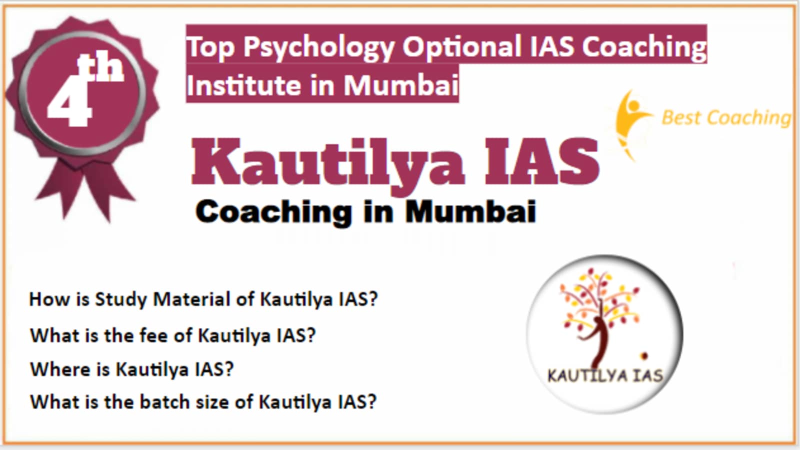 Rank 4 Top Psychology optional IAS Coaching in Mumbai
