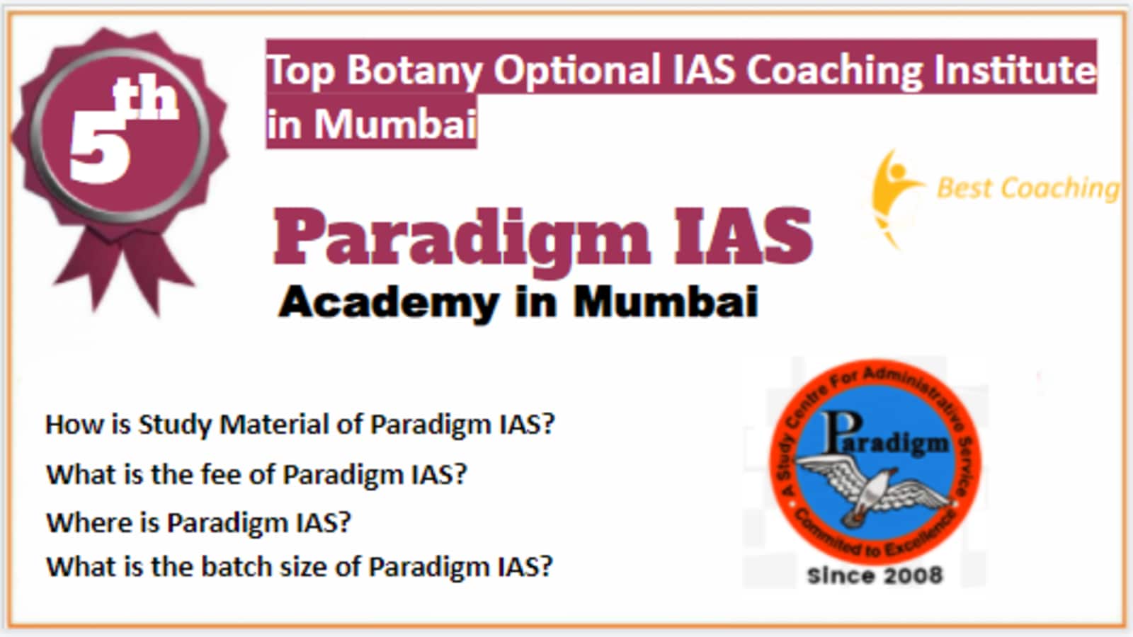 Rank 5 Best Botany Optional IAS Coaching in Mumbai