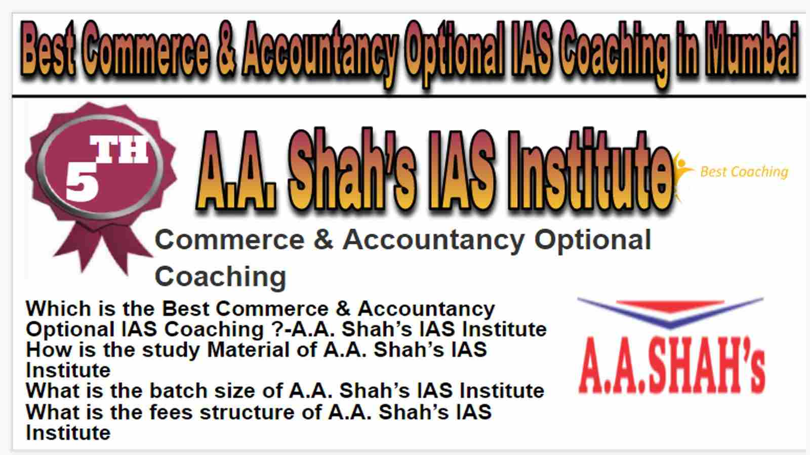 Rank 5 Best Commerce & Accountancy Optional IAS Coaching in Mumbai