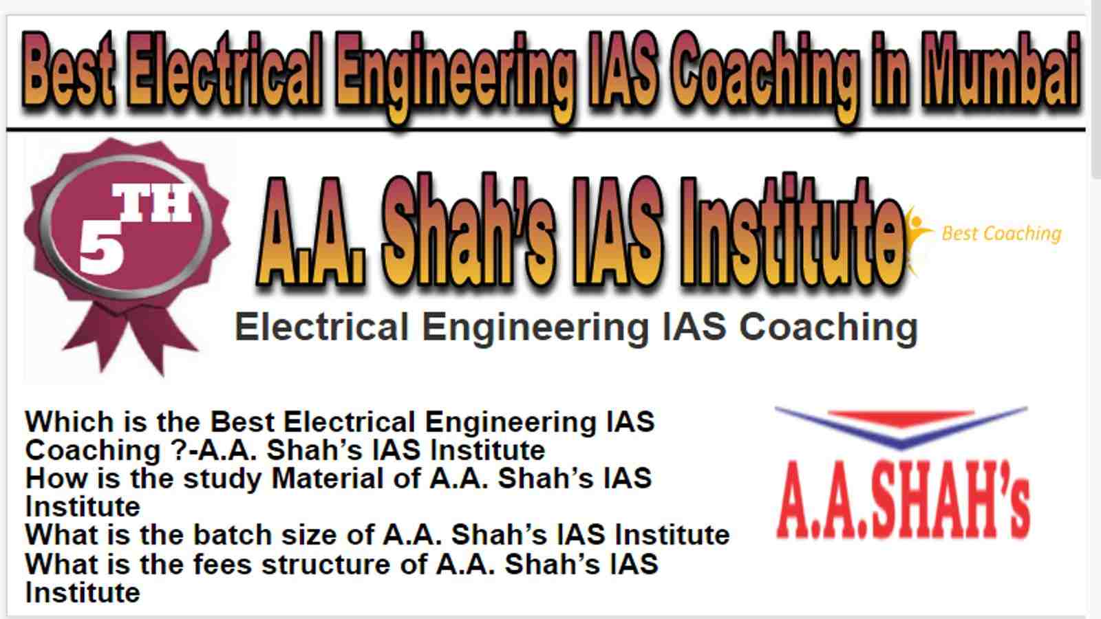 Rank 5 Top Electrical Engineering Optional IAS Coaching in Mumbai