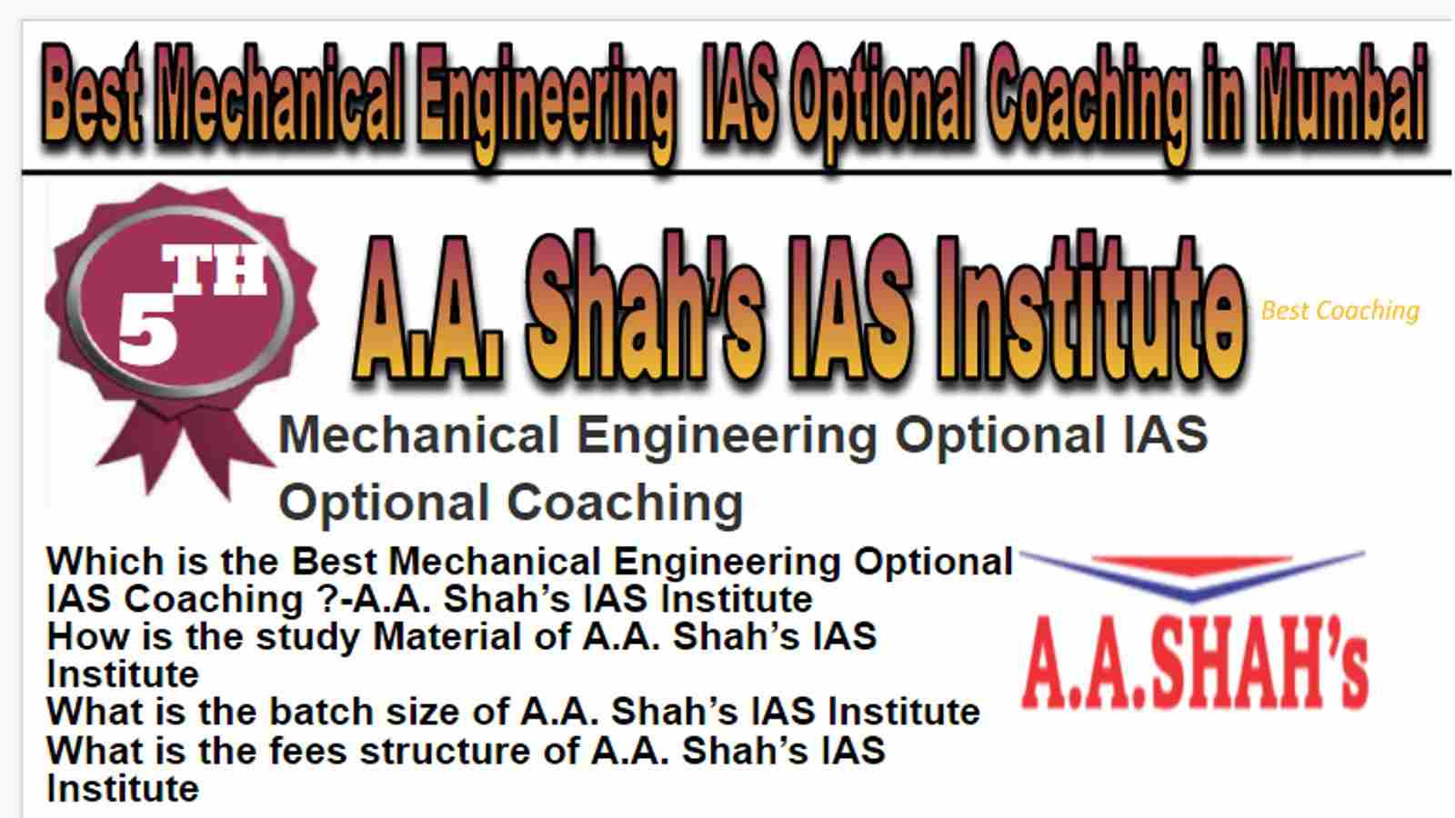 Rank 6 Best Mechanical Engineering Optional IAS Coaching in Mumbai