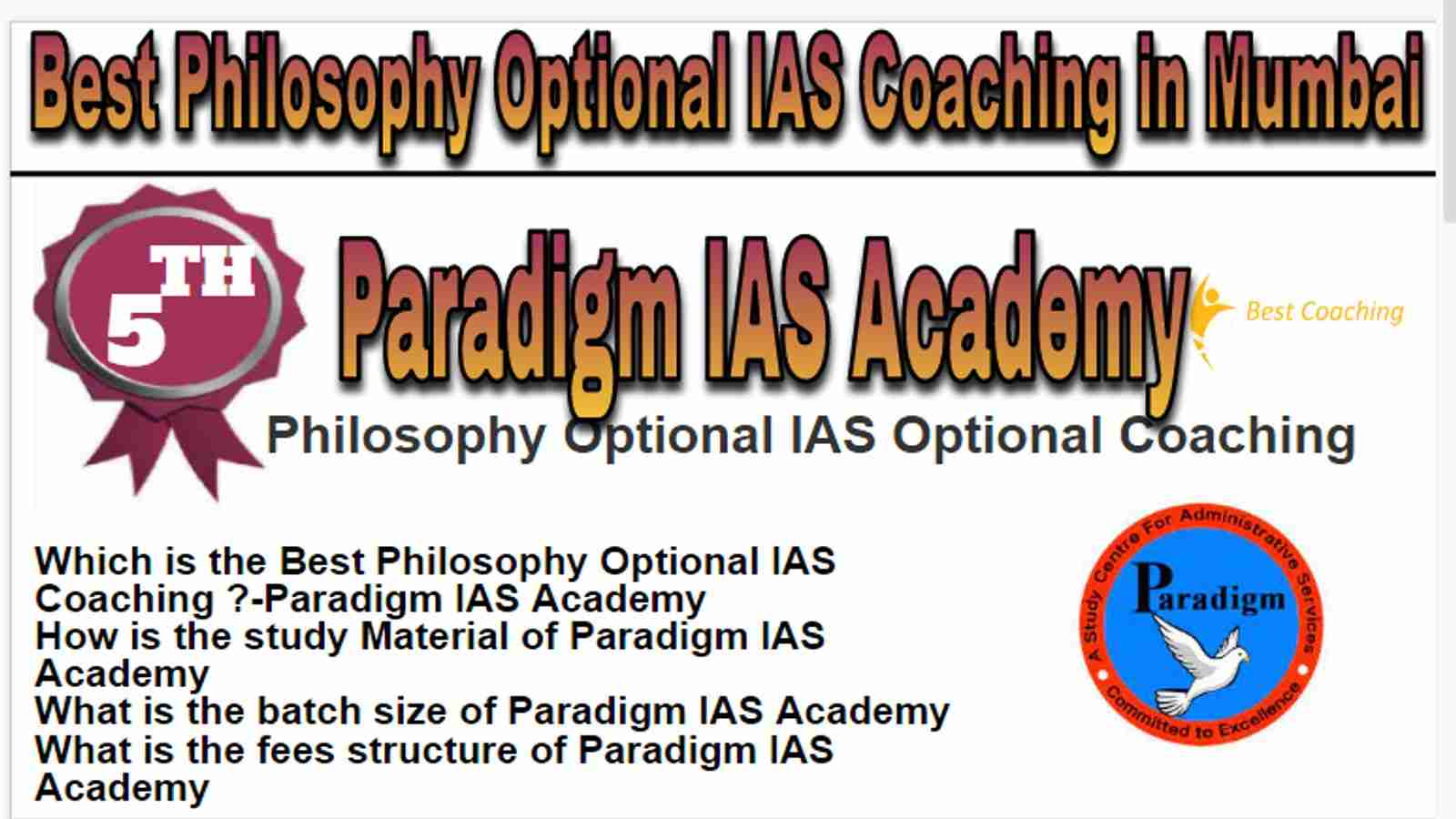 Rank 5 Best Philosophy Optional IAS Coaching in Mumbai