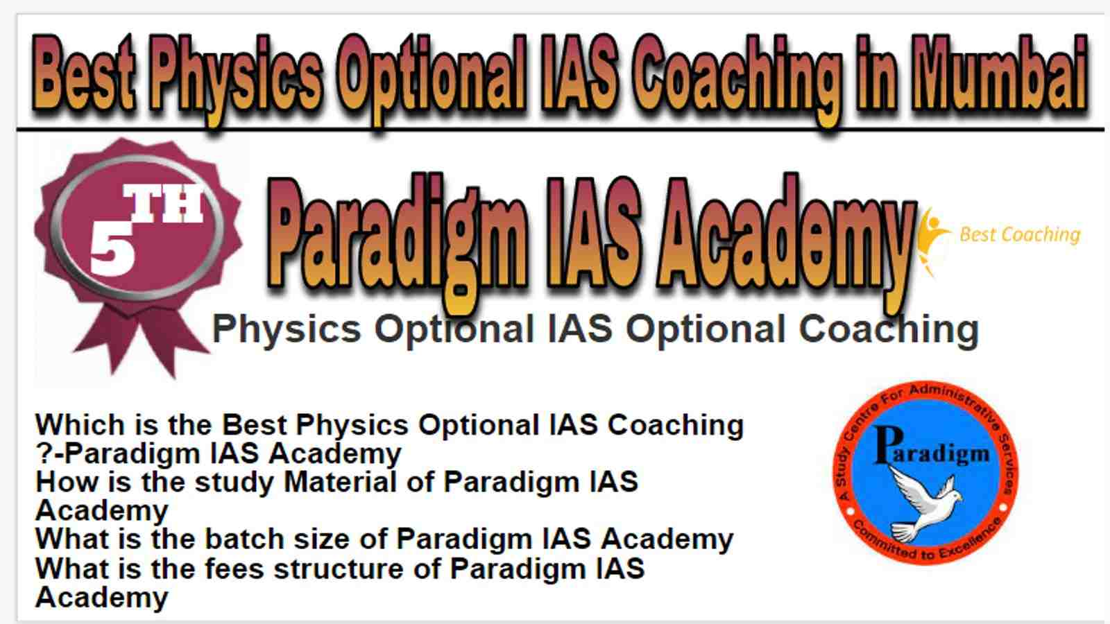 Rank 5 Top Physics Optional IAS Coaching in Mumbai
