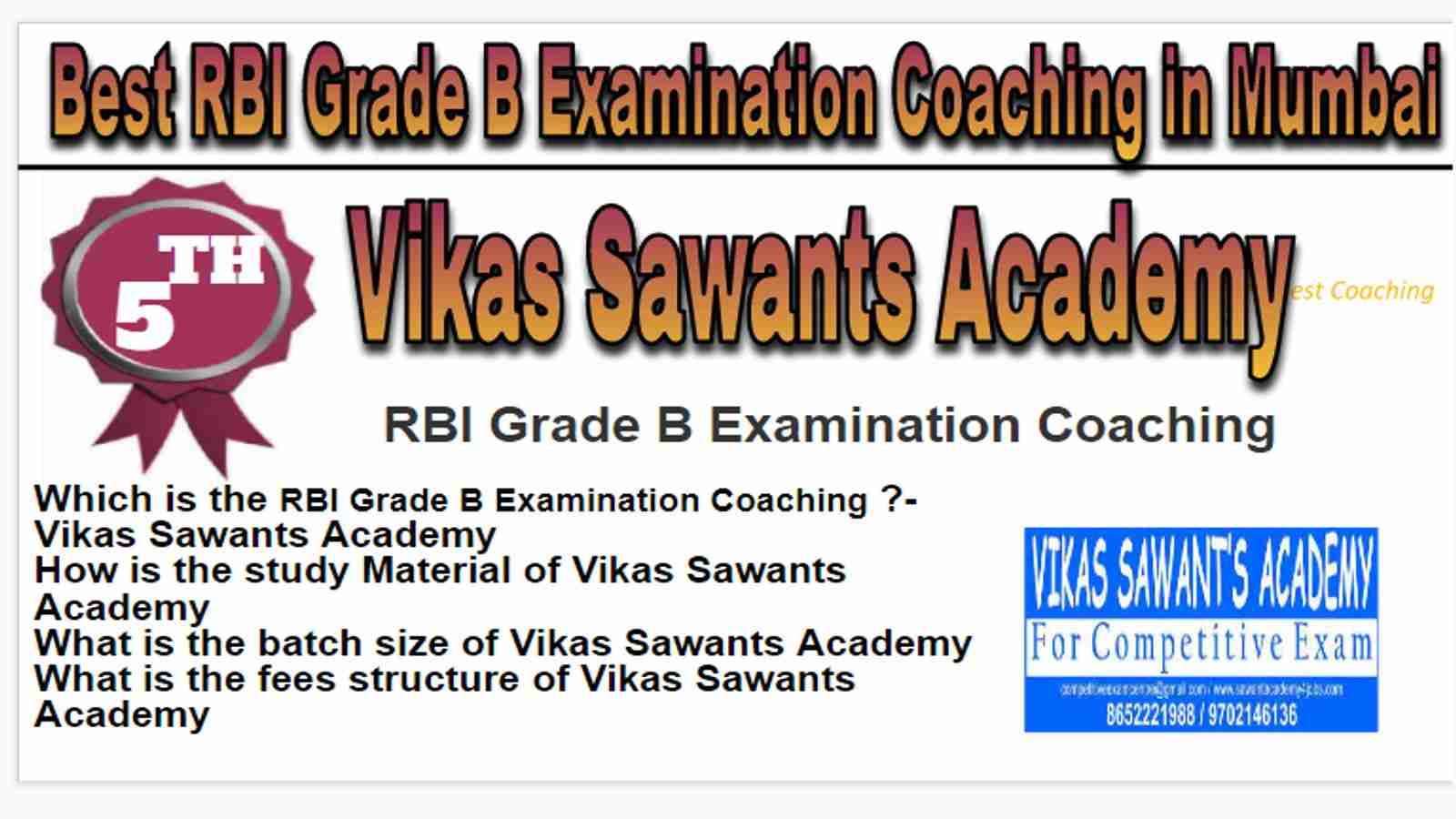 Rank 5 Best RBI Grade B Examination Coaching in Mumbai