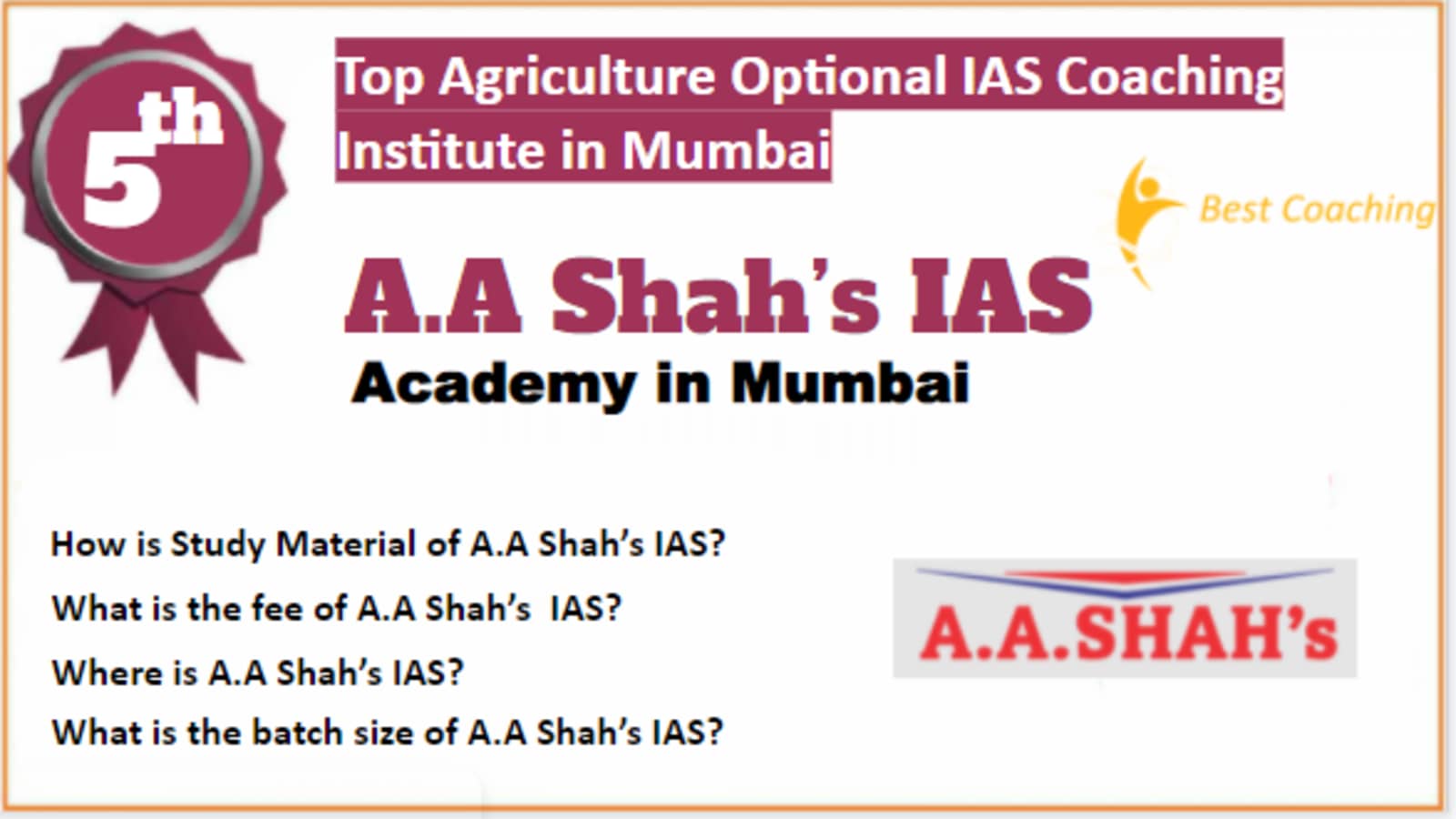 Rank 5 Top Agriculture optional IAS Coaching in Mumbai