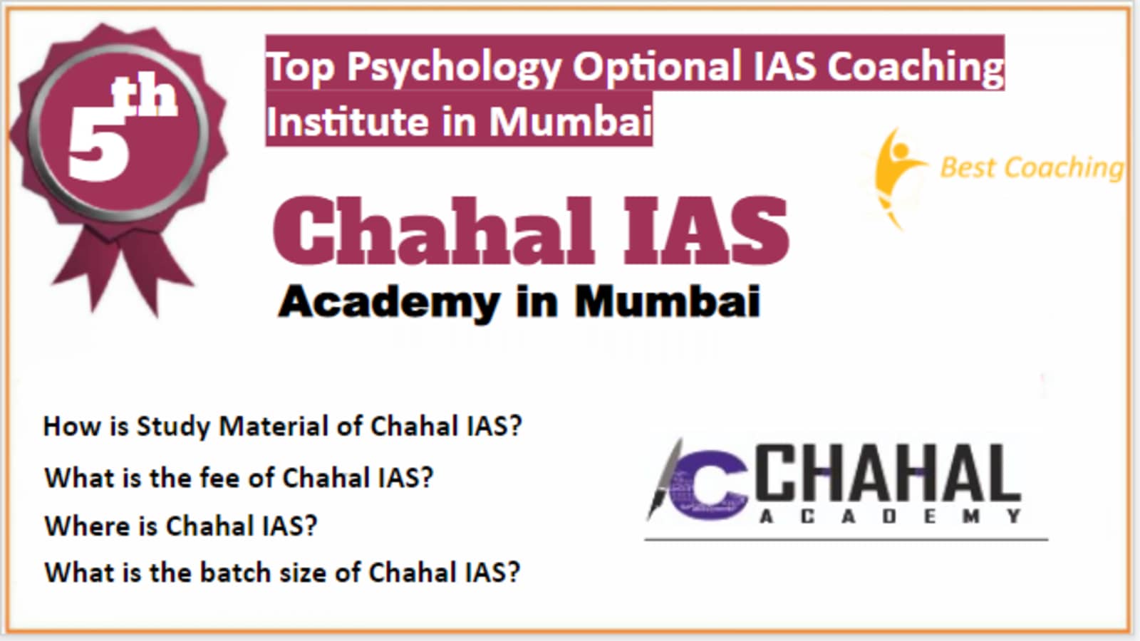 Rank 5 Top Psychology optional IAS Coaching in Mumbai