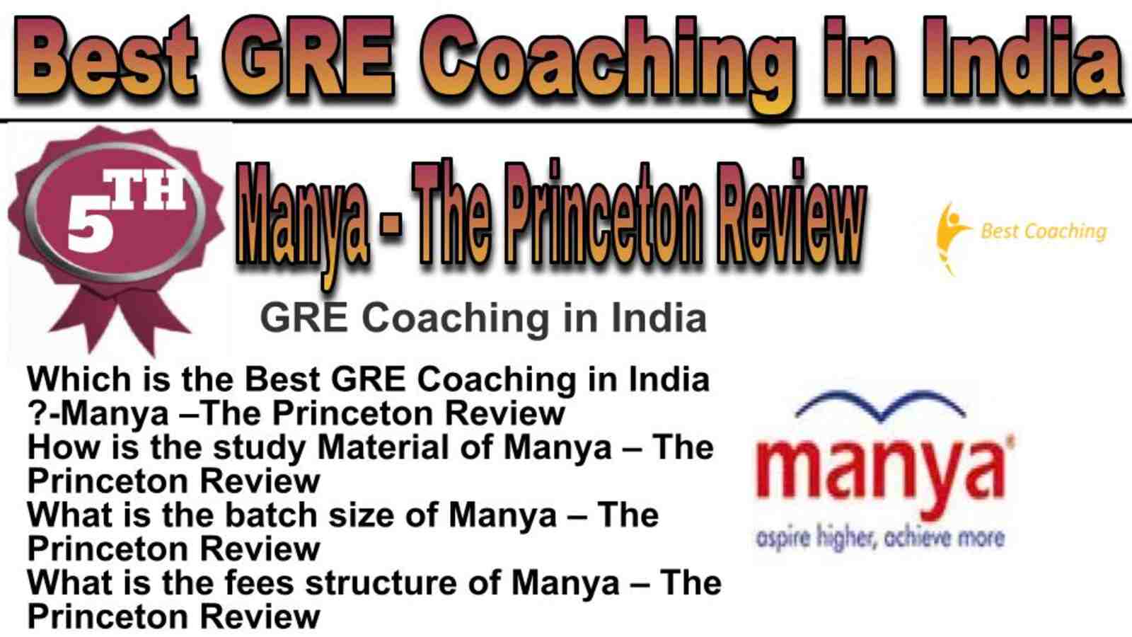 Rank 5 best GRE coaching in India