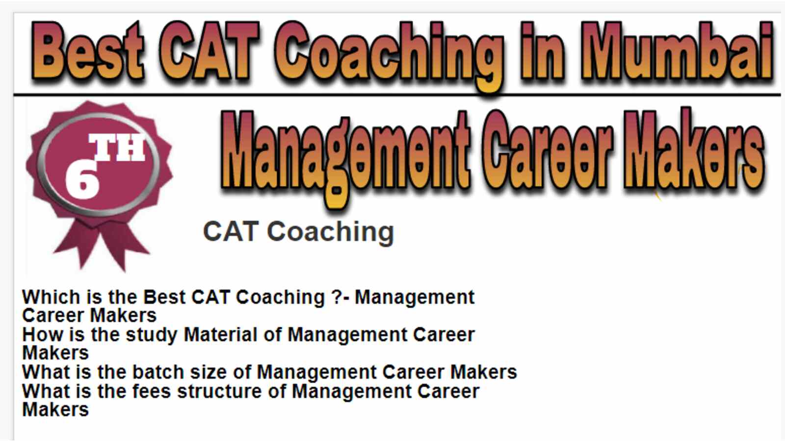 Rank 6 Best CAT Coaching in Mumbai