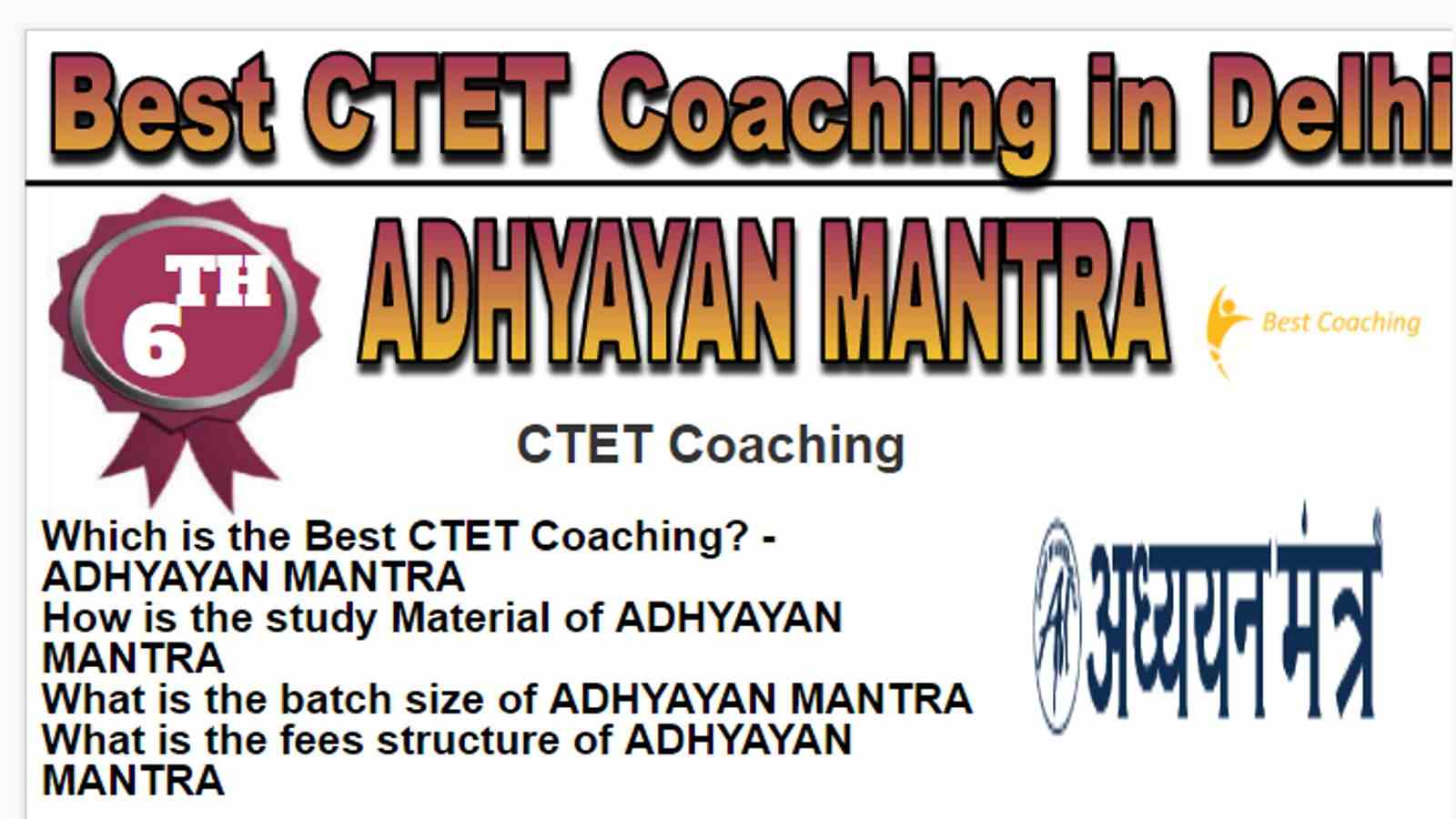 Rank 6 Best CTET Coaching in Delhi