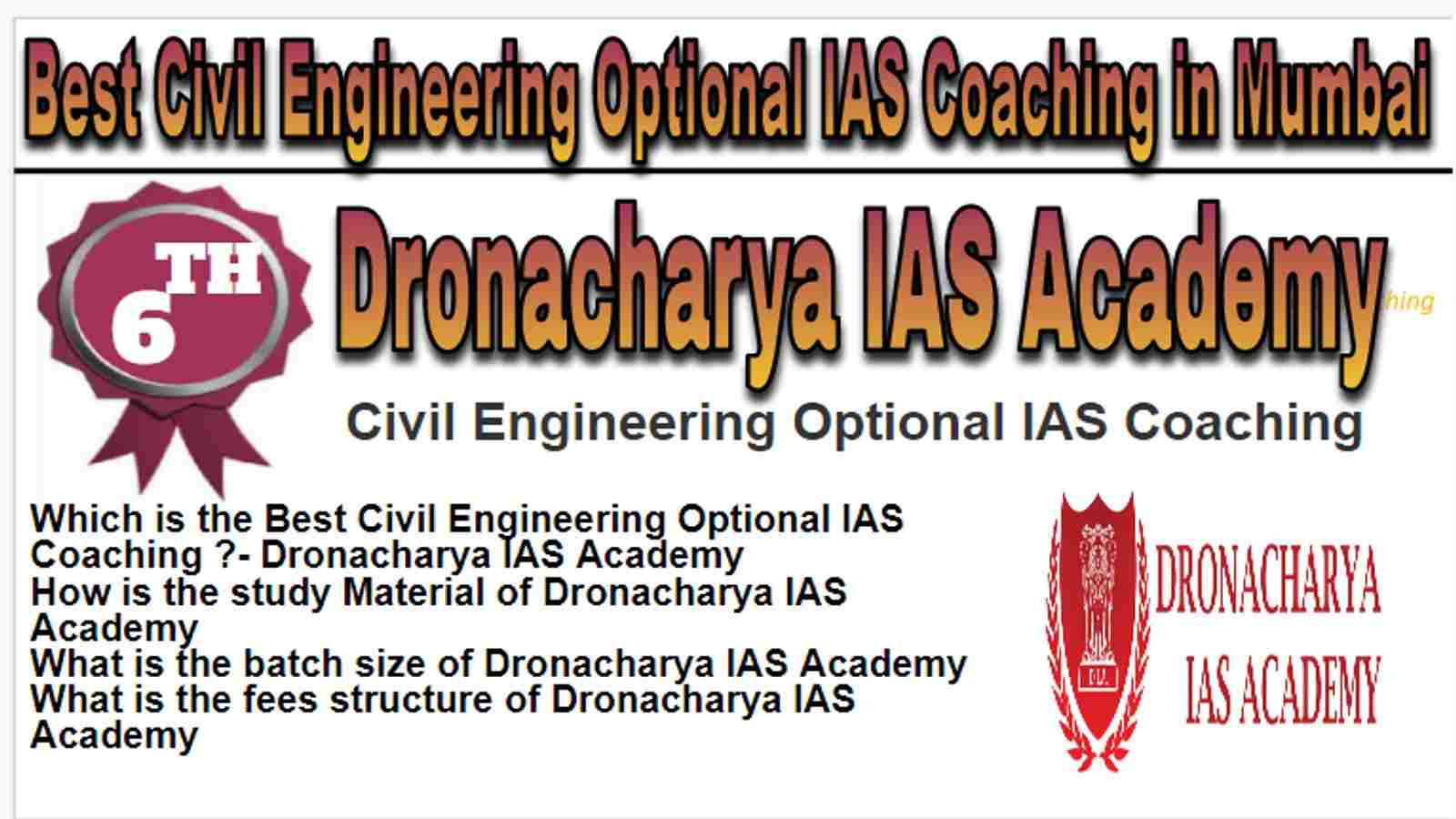 Rank 6 Best Civil Engineering Optional IAS Coaching in Mumbai