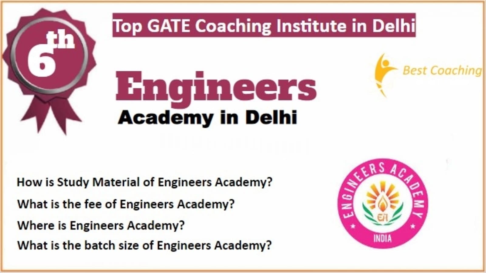 Engineers Academy GATE Coaching in Delhi. Rank 6th GATE Coaching in Delhi 2023. 6th Top GATE Coaching in Delhi 2023. Best GATE Coaching in Delhi Rank 6. List of Best 10 GATE Coaching in Delhi Rank 6 Best GATE Coaching in Delhi