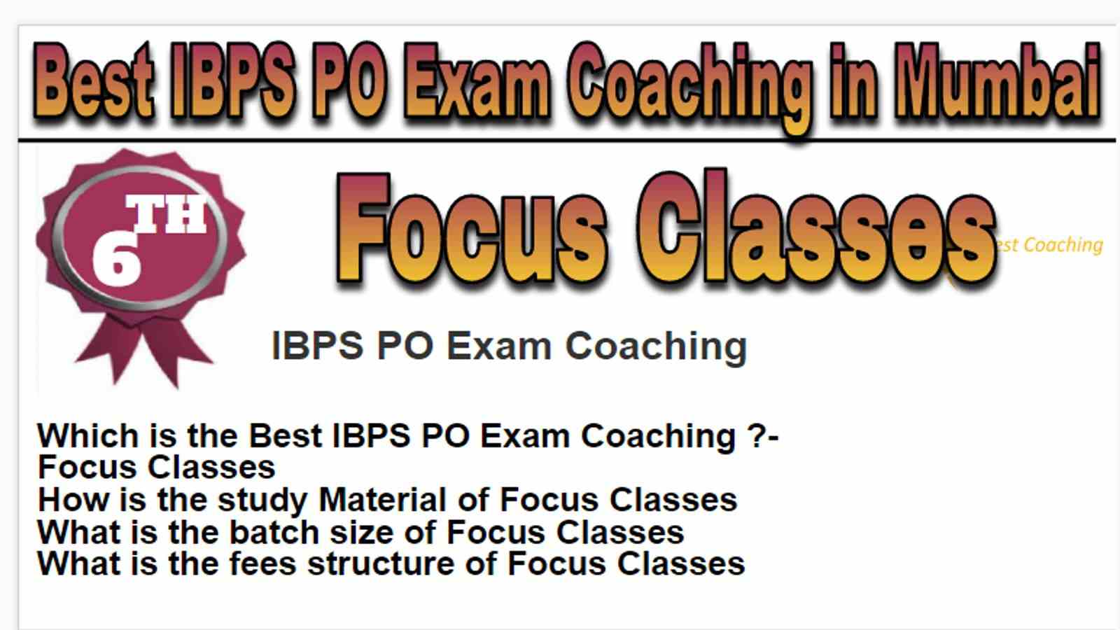 Rank 6 Best IBPS PO Exam Coaching in Mumbai