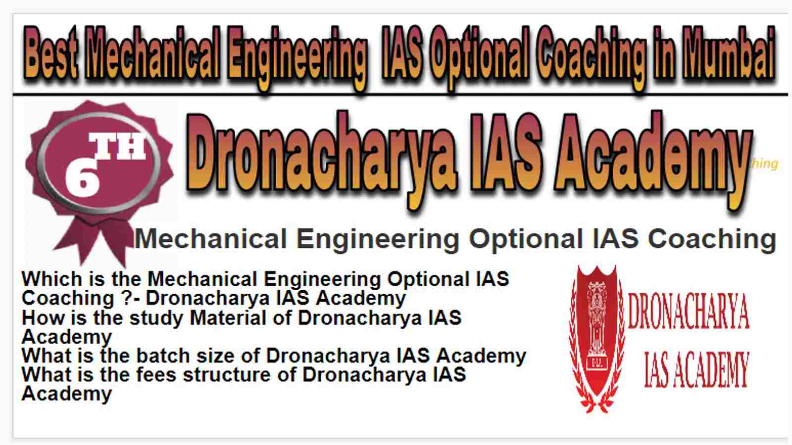 Rank 6 Best Mechanical Engineering Optional IAS Coaching in Mumbai