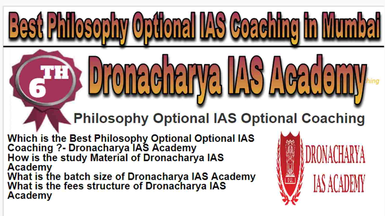 Rank 6 Best Philosophy Optional IAS Coaching in Mumbai