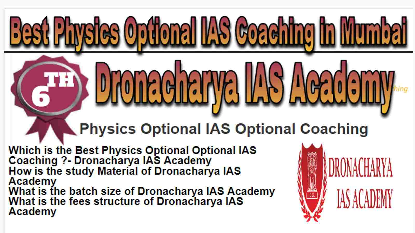 Rank 6 Top Physics Optional IAS Coaching in Mumbai