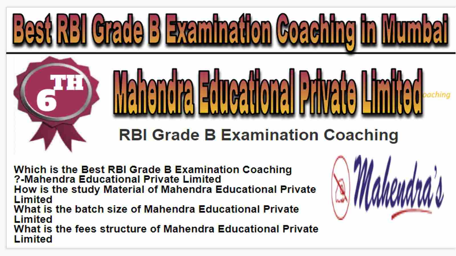 Rank 6 Best RBI Grade B Examination Coaching in Mumbai